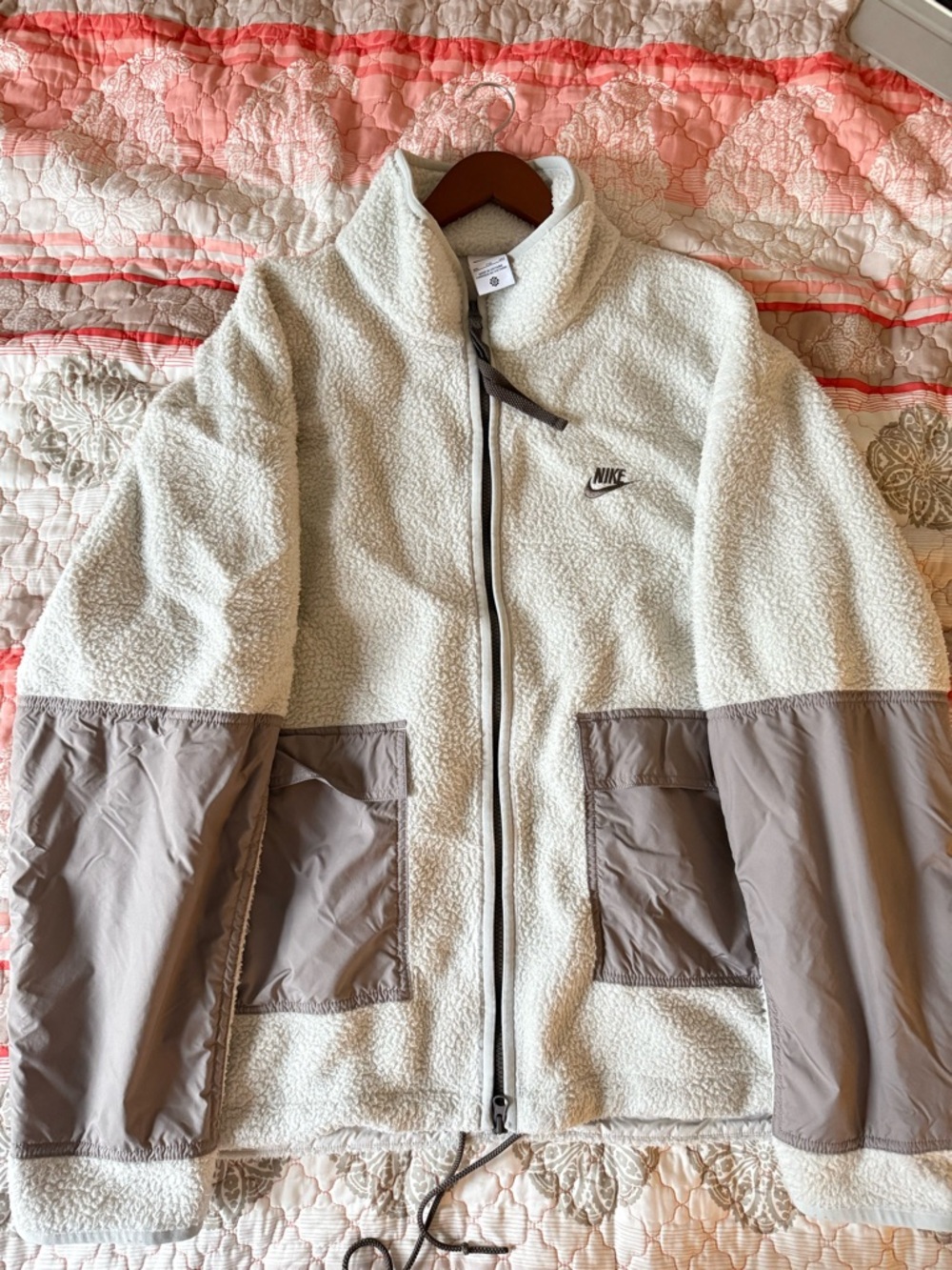 Nike Sportswear Sherpa Fleece Full Zip Jacket Light Bone DD5021-072 SIZE XXL - Picture 2 of 15
